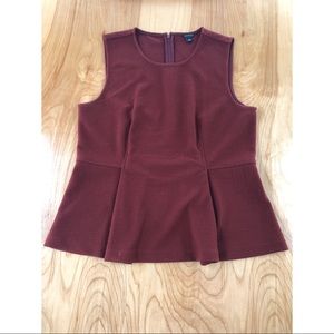 LOFT | Pleated peplum zip back structured blouse